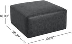 Christopher Knight Home Ellis Faux Leather Ottoman Footstool, Square Pouf Poufee Footrest Ottoman Large Seat, Modern Side Table for Living Room Bedroom Home Decor Gifts, Black