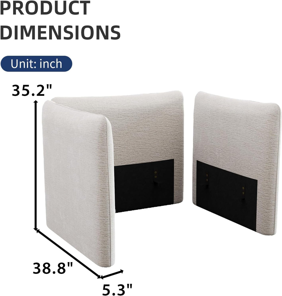 DreamDashio Chenille Armrest/Backrest Adjustable Angle for Modular Sectioanl Sofa, 3 Pieces, Beige