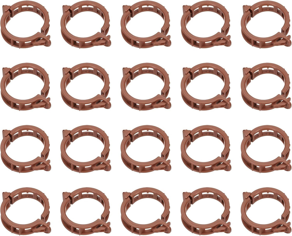 MECCANIXITY 150 Pcs Garden Plant Clips Fixing Clips Brown 30mm Adjusting Plant Lever Loop Clips for Supporting Flower Vine Vegetables Climbing Plant Plant Stems