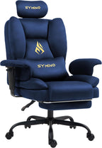 Symino Gaming Chair with Footrest, Up/Down Armrests, Suede Fabric Ergonomic Office Chair, 150° Recline Computer Chair for Desk, Darkblue