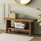 HOKYHOKY Solid Wood Entryway Bench - 39.4" Farmhouse Long Storage Bench, Rustic Narrow Bench Seat for Indoor, Entryway, Dining Room, Living Room and Hallway, Brown