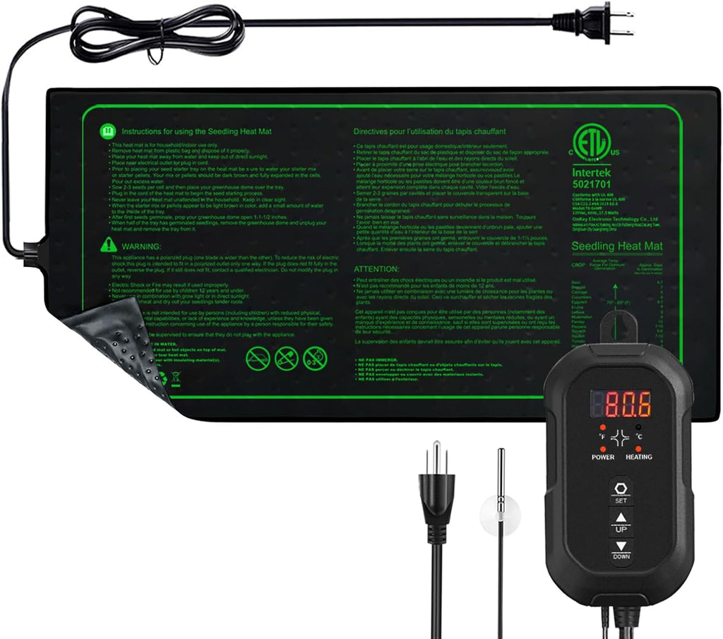 20"x 10" Seedling Heat Mat with Digital Thermostat Combo Set,ETL Certified and Durable Waterproof Warm Hydroponic Heat Mat for Germination,Indoor Gardening,Brewing and Greenhouses