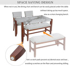 Merax 4 Piece Dining Table Set, Faux Marble Table and 2 Upholstered Chairs 1 Bench, 4 Person Dinette Set for Kitchen, Dining Room, Space-Saving, Beige