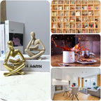 Gold Thinker Statue - Abstract Reading Sculpture 4.5“, Art Modern Decor for Living Room Coffee Tables, Bookshelves & Office Desks | Elegant Accent for Home & Library Spaces (Gold)