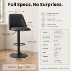 COLAMY MALOL 360° Swivel Bar Stool, Counter Height Chair with Silent Rotation, High-Density Foam Cushion, Solid Wood Frame, Footrest & Anti-Slip Pads for Kitchen Islands and Home Bars (Grey, 30.5")