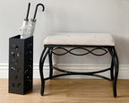 Mango Steam White Shoe Bench - Vanity Seat for Makeup Room, Dressing Stool, Entryway Bench - Powder Coated, Upholstered, Space Saving