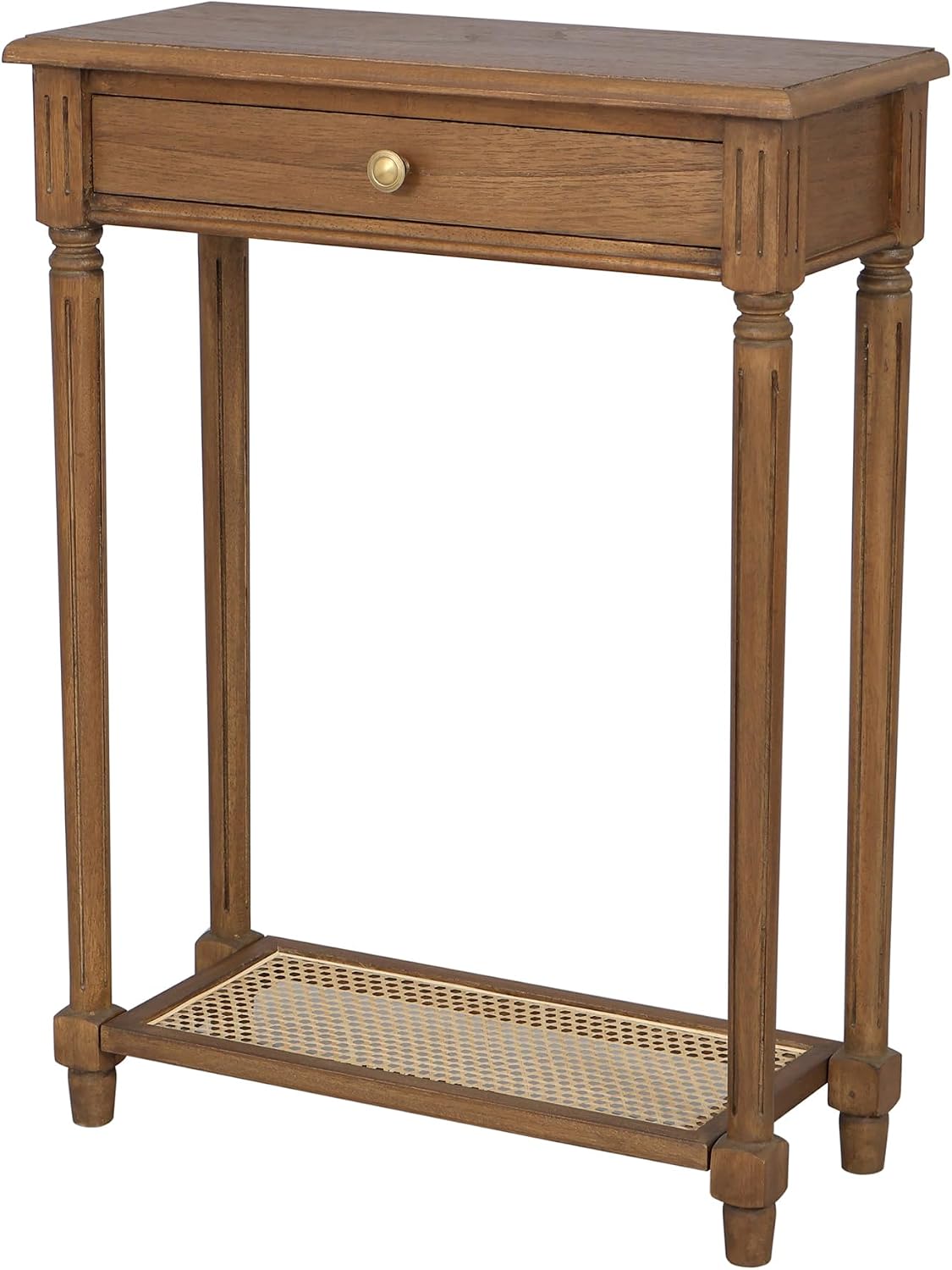 East at Main Lenora Console Table – 23.75” Narrow Entryway Table with Storage & Cane Shelf – Solid Wood Accent Table for Hallways, Foyers, and Small Spaces – French Country & Traditional Style