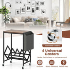 Giantex Record Player Stand, Rolling 2-Tier Turntable Stand with Storage Shelf Up to 130 Albums, Record Player Table w/Metal Frame & Magazine Holder, Vinyl Record Storage for Living Room, Black