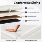 extrasleep 48" White Storage Ottoman Bench, Faux Leather Upholstered Tufted Ottoman, PU Bench for Bedroom Living Room Entryway Hallway, Large Leather End of Bed Benches, Lvory White
