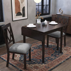 LUMISOL Farmhouse Extendable Kitchen Table Set with Drop Leaf and 2 Chairs, Espresso