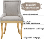 Aoowow Luxury Fabric Upholstered Side Chairs for Kitchen Set of 2, Sillas de Comedor,Farmhouse Solid Wood Kitchen Dining Room Chairs with Nailhead Trim Gold Metal Legs (Beige-Gold, Set of 2)