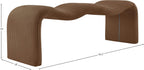 Meridian Furniture 22097Saddle Willow Collection Modern | Contemporary Bench with Soft Saddle Microsuede Corduroy Fabric, Iron Metal Inner Frame, 56.5" W x 18" D x 19" H, Saddle