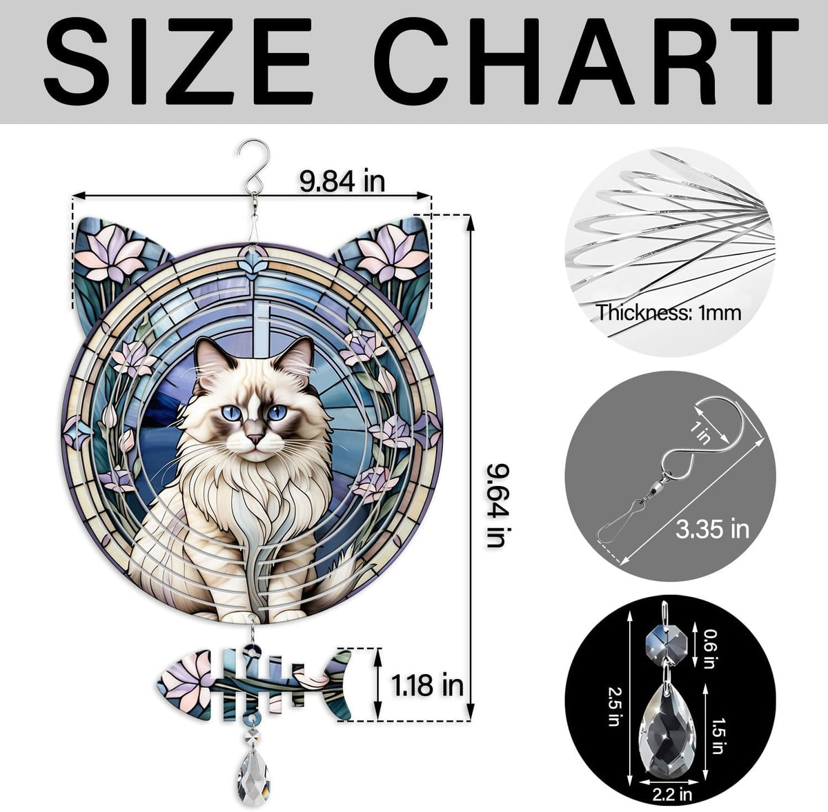 Ragdoll Cat Wind Spinner, Ragdoll Cat Wind Spinner Hanging for Yard and Garden