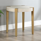 Steve Silver Furniture Gracie End Table, 24" H Table, Contemporary/Modern Design, Satin Gold Finished Metal Legs, 300lb Capacity, Living Room, Bedroom, 23.5" L x 23.5" W x 24" H, White