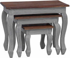 Gecheer 3 Piece Nesting Tables Set, Solid Mahogany Wood Side Tables, Antique Vintage Style End Tables for Living Room, Handmade Sturdy Coffee Table Set with Natural Imperfections, 3 Sizes