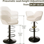 Glitzhome Bar Table and Chairs Set, Round Black Steel Pub Table with Soild Elm Wood Top and Bar Height Adjustable Swivel PU Leather Bar Stool for Breakfast Nook Living Room Small Space Restaurant