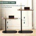 C Shaped End Table Adjustable Height, 360°Swivel Couch Table That Slide Under, Mobile C Shaped Side Table for Bed and Sofa, Rotating C Small Coffee Tables for Small Spaces (Walnut)