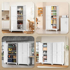 Yizosh Metal Pantry Cabinet, 75" Kitchen Pantry with 2 Door and 4 Adjustable Shelves,White Metal Pantry Storage Cabinet,Cupboard for Kitchen,Dining Room,Living Room and Bathroom