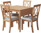 P PURLOVE 5 Piece Kitchen Dining Set, Wood Dining Table Set with Drop Leaf Dining Table and 4 Dining Upholstered Chairs, Dining Room Set for Small Places, Natural