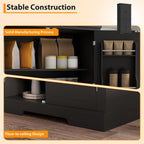 IDEALHOUSE 72" Kitchen Pantry Cabinet with Drawer, Doors and Shelves, Wood Farmhouse Storage Cabinet, Large Storage Cupboard for Living Room, Dining Room(Black)