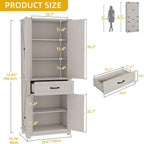 DWVO 72" Tall Farmhouse Pantry Cabinet, Kitchen Storage Pantry with Barn Doors & Drawer, Versatile Organizer with Adjustable Shelves, Rustic Cupboard for Dining Room, Living Room, White Oak | Tall Farmhouse Kitchen Pantry Cabinet, Kitchen Cupboard