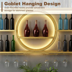 Metal Wall Mounted Wine Rack 3 Tier with LED Light Large Capacity Modern Liquor Shelves with Glass Holder Storage for Home Bar Dining Room Kitchen Living Room