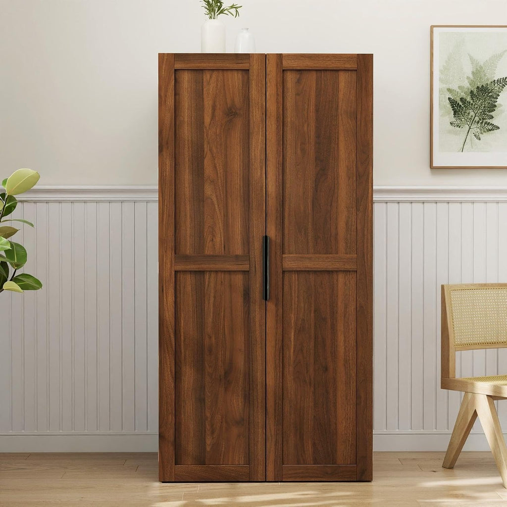 Kitchen Pantry Cabinet with Doors & Shelves, 62.8" Freestanding Cupboard | 180° Door Opening, 5-Layer Inner Door Shelves, Particle Board & MDF Construction, Melamine Finish, Easy Maintenance