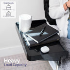 Height Adjustable Under Mattress 17 inch Bedside Shelf, Works with Lofts and Beds Without Frames, Heavy Duty Storage Tray, Fits Laptops, Books, and Drinks, Nightstand Alternative, Black