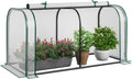 Mini Greenhouse, 47" x 22" x 24" Portable Greenhouse with Roll-Up Door, Ground Stakes, Metal Frame, Waterproof & Sun-Protective PE Cover, Small Green House for Outdoors & Indoors (White)