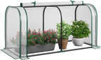 Mini Greenhouse, 47" x 22" x 24" Portable Greenhouse with Roll-Up Door, Ground Stakes, Metal Frame, Waterproof & Sun-Protective PE Cover, Small Green House for Outdoors & Indoors (White)