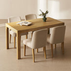 mopio Logan 5 Piece 4 Seater Upholstered Dining Table Set, Modern Farmhouse Solid Wood 4 Piece 59" Dining Table Set for Dining Room Kitchen