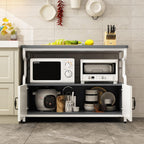 3 Tier Kitchen Rack with Side Hooks Microwave Stand and Utility Storage Shelf Metal Frame Storage Shelves (100cm)
