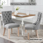 Grey Mid Century Modern Dining Chairs Set of 4, Linen Upholstered Kitchen & Dining Room Chairs with Nailhead Trim & Solid Wood Legs, Elegant Sillas De Comedor (Grey, 4 Pcs)