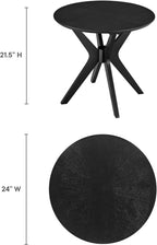 Modway Crossroads 24” Round Wood Side Table, Ash Wood Veneer in Black