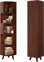5-Tier Corner Bookshelf, Modern Corner Shelf, Freestanding Bookcase Corner Cabinet Storage Display Shelf Organizer for Living Room Home Office Bedroom Kitchen