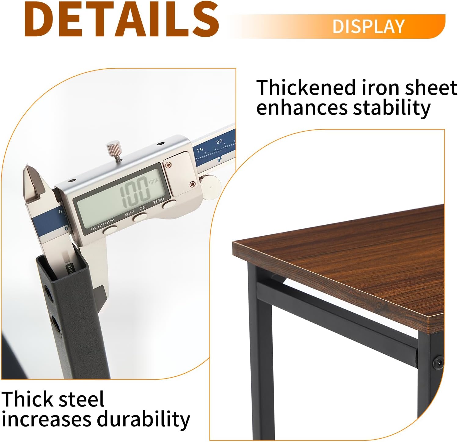 C-Shaped End Table,Small Side Tables for Sofa and Bedside，Sofa Table with Metal Frame for Sofa, Living Room, Bedroom, Office,Brown and Black