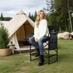 27" Tall Camping Director Chair Oversized with Side Table, Heavy Duty Folding Lawn Chair Outdoor for Makeup Artist, Sports Event, Supports 330LBS