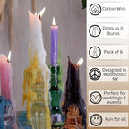 Candlestock Hippie Drippy Drip Candles - Pack of 6 Dripping Taper - Wine Bottle Melting Candles (Ivory)