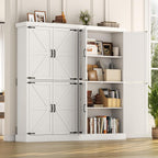 Gyfimoie 70" Tall Kitchen Pantry, Farmhouse Storage Cabinet with Barn Doors,Kitchen Hutch Pantry Cabinet with Adjustable Shelves,Organizer,Rustic Wood Cupboard for Dining Room, Bathroom (White)
