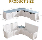 L-Shaped Storage Bench, Corner Bench with Storage,Kitchen Breakfast Nook Bench, with Large Hidden Storage Space,Suitable for Dining Nook,Kitchen Corner and Entryway (White-01)