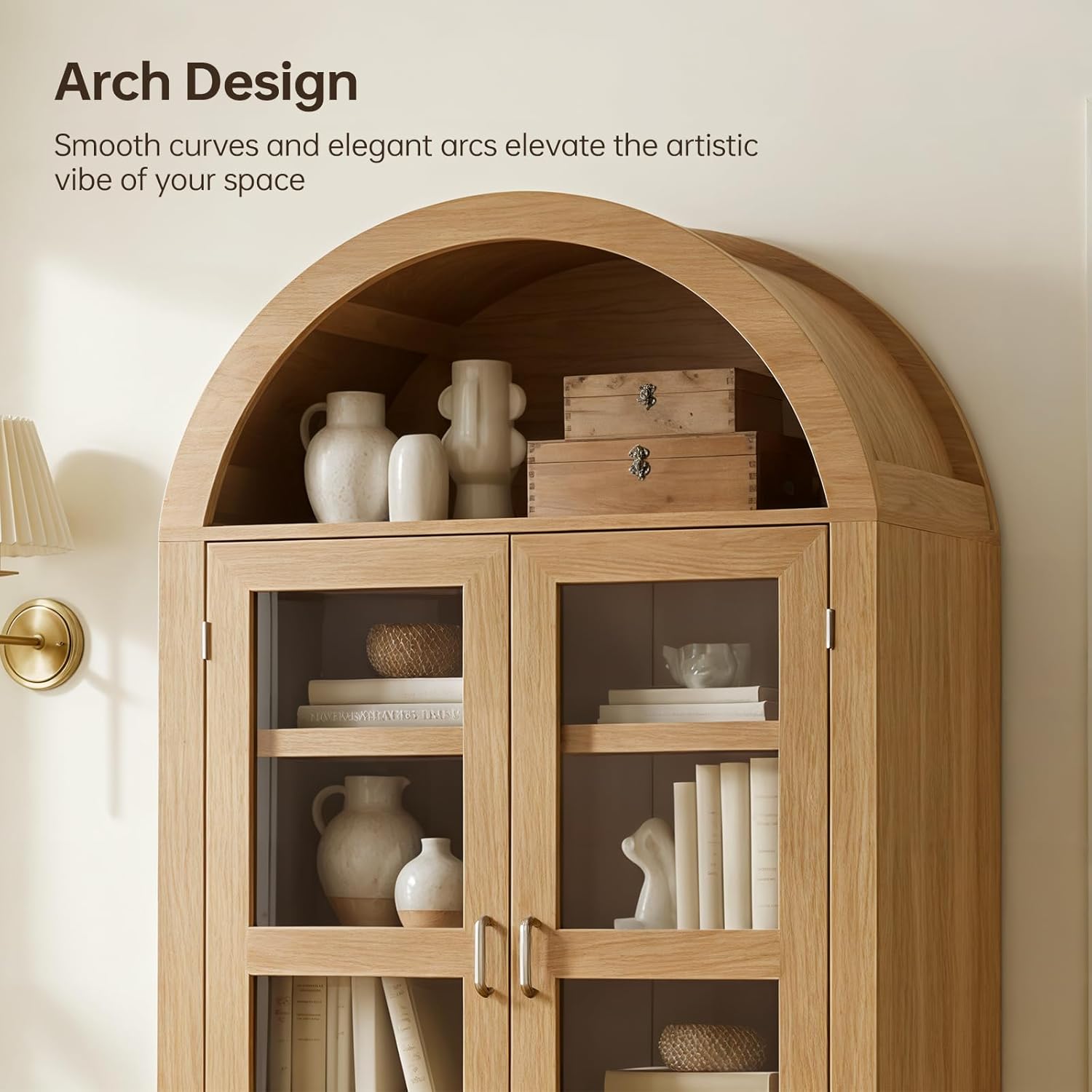 71" Tall Arched Kitchen Pantry, Modern Farmhouse Kitchens Storage Cabinets, Versatile Cupboard for Kitchen, Dining Room, Wood, 1 Pc