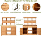 66" Durable Fir Wood Freestanding Storage Chest, Accent Cabinets with Multiple Drawers, Utility Organizer with Anti-Tipping for Patio Mudroom Greenhouse, Natural