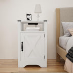 RoyalCraft Farmhouse Nightstand, White End Table for Bedroom | 25" Tall Bedside Table with Charging Station, Wooden Side Table with Large Storage and Shelf for Bedroom, Living Room