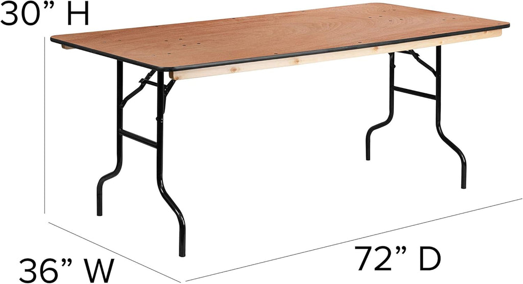 Flash Furniture 6 ft Folding Clear Coat Rectangular Banquet Table, Clear | Durable Construction, Commercial Use