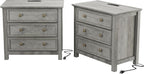 LGHM Set of 2 Large Nightstand with Charger Station, 27" W Night Stand with 3 Large Drawers, Accent Small Dresser Bed Side Table, Stable Thick Wood Legs, Timeless Look,Gray