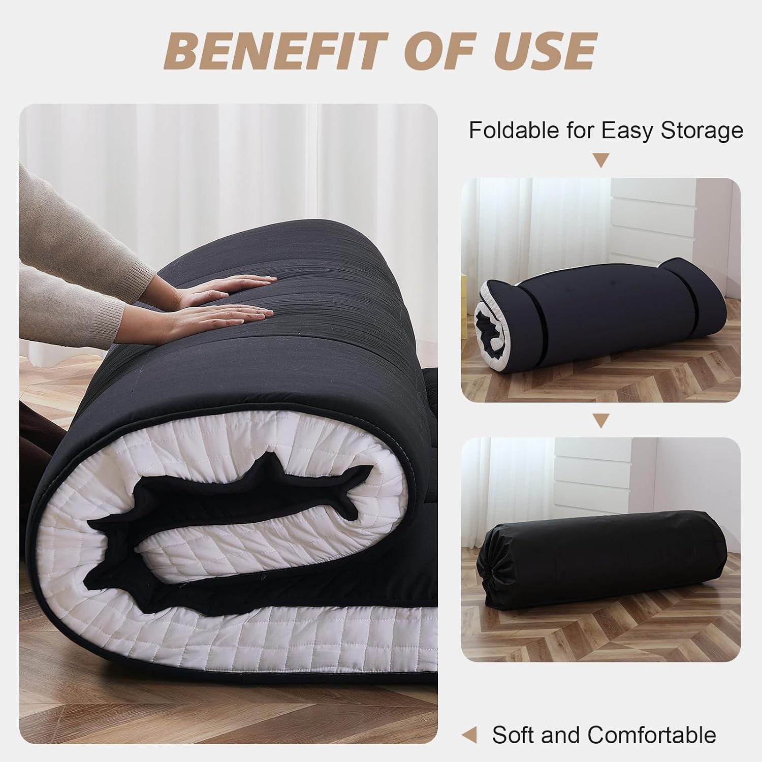 Japanese Floor Mattress - Extra Thick Foldable Twin Size Futon Mattress - Memory Foam Sleeping Pad for Adults - Tatami Mat Suitable for Camping & Guest