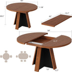 Einhomn 43"-59" Extendable Dining Room Table for 4-8 People, Oval Dining Table with Removable Leaves Space Saving, Round Expandable Kitchen Table for Dining Room Kitchen Living Room, Walnut