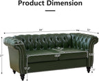 QHITTY Accent Sofa, Chesterfield Loveseat Modern Leather Couch Upholstered Sofa with Tufted Back for Living Room Furniture (Green)