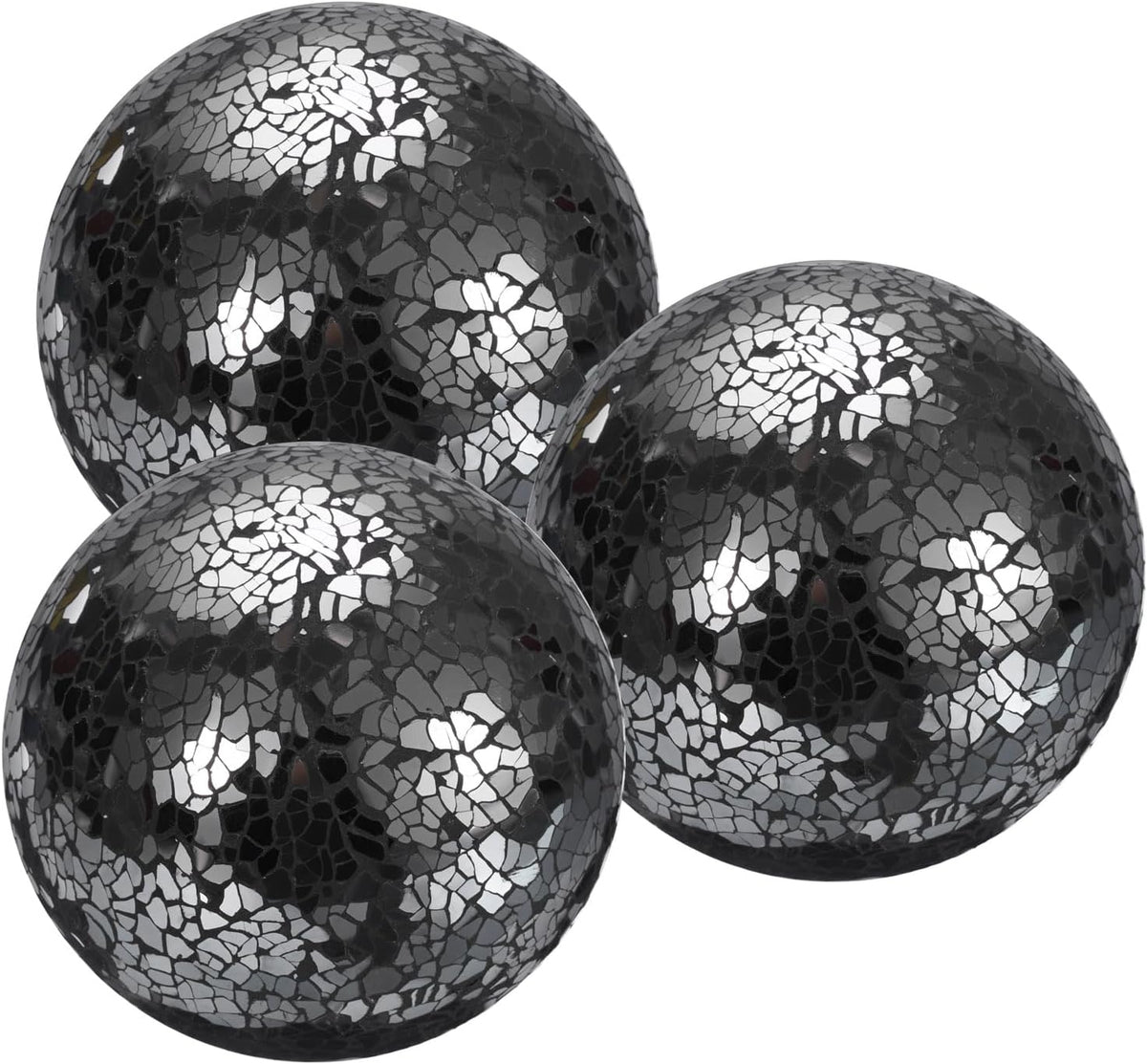 uxcell 4" Decorative Balls, 3 Pcs Mosaic Glass Balls, Decorative Table Sphere Orbs, Centerpiece Balls for Decorating Bowls Vase Tables Wedding Party, Black