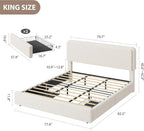 IDEALHOUSE King Bed Frame with 2 Storage Drawer and Upholstered Headboard